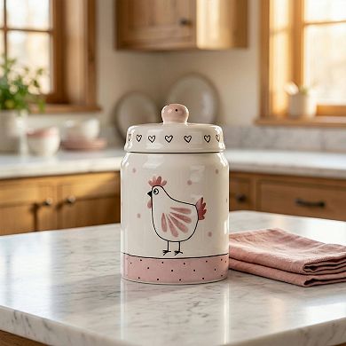 Embossed Ceramic Kitchen Canister with Airtight Lid 13.5oz Flour Sugar Container