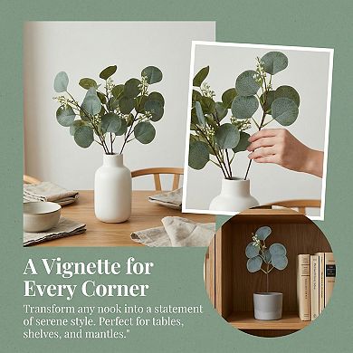 10Pcs Artificial Eucalyptus Stems, Realistic Silver Dollar Eucalyptus Leaves for Vase Home Decor