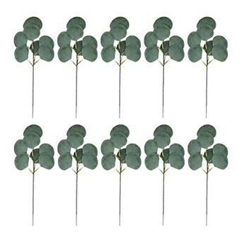 10 pc Artificial Eucalyptus Stems, Realistic Silver Dollar Eucalyptus Leaves for Vase Home Decor