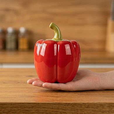 Cute Ceramic Chili Shaped Jar with Lid, 7.8oz Storage Canister