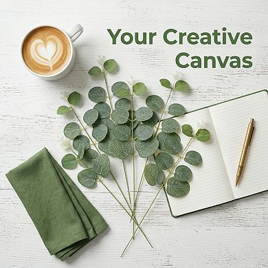 10Pcs Realistic Artificial Eucalyptus Stems Faux Money Leaf Greenery Branches for Vase Home Decor