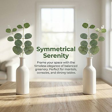 10Pcs Realistic Artificial Eucalyptus Stems Faux Money Leaf Greenery Branches for Vase Home Decor