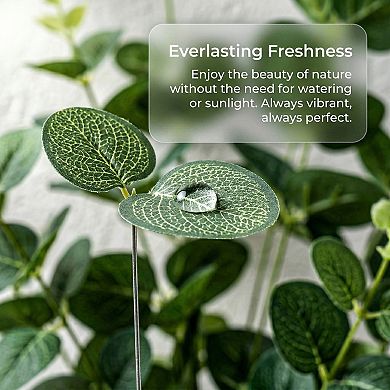 10Pcs Realistic Artificial Eucalyptus Stems Faux Money Leaf Greenery Branches for Vase Home Decor