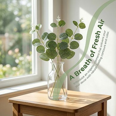 10Pcs Realistic Artificial Eucalyptus Stems Faux Money Leaf Greenery Branches for Vase Home Decor