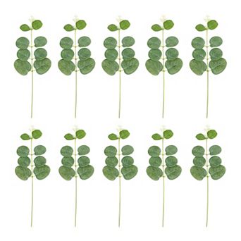 10 pc Realistic Artificial Eucalyptus Stems Faux Money Leaf Greenery Branches for Vase Home Decor