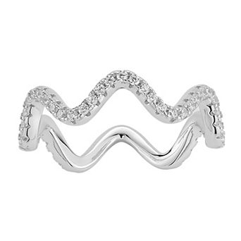 Sunkissed Sterling Cubic Zirconia Wave Ring