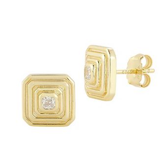 Sunkissed Sterling Cubic Zirconia Square Stud Earrings