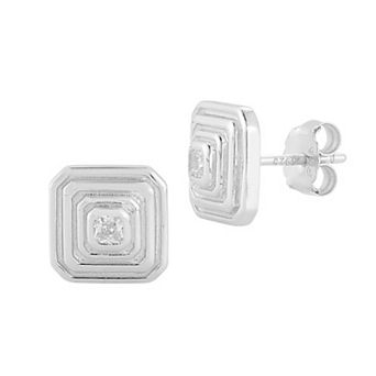 Sunkissed Sterling Cubic Zirconia Square Stud Earrings