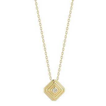 Sunkissed Sterling Cubic Zirconia Square Pendant Necklace