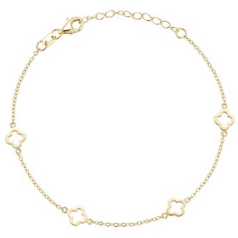 Sunkissed Sterling Open Clover Station Anklet