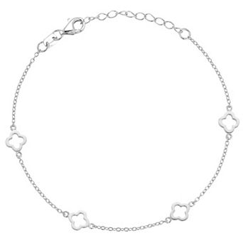 Sunkissed Sterling Open Clover Station Anklet