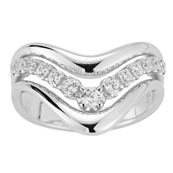 Sunkissed Sterling Cubic Zirconia Triple Chevron Ring
