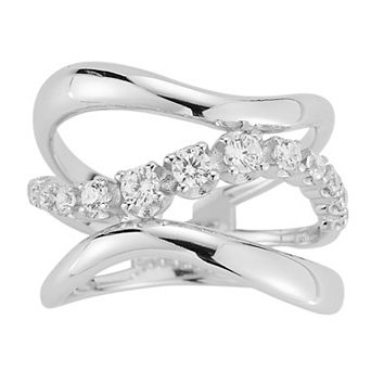 Sunkissed Sterling Cubic Zirconia Wavy Triple Stacked Ring