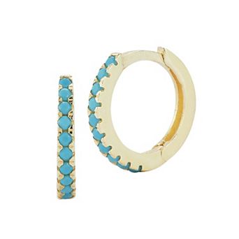 Sunkissed Sterling Simulated Turquoise Huggie Hoop Earrings