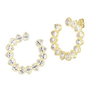 Sunkissed Sterling Pear-Cut Cubic Zirconia Open Hoop Earrings
