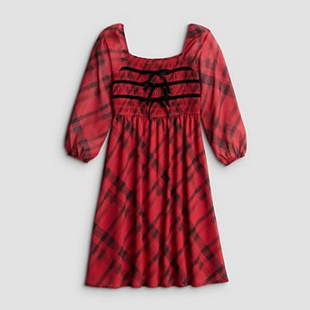 Girls 7-16 Trixxi Plaid Midi Dress with Bow Detail