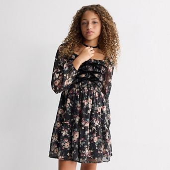 Girls 7-16 Trixxi Floral Print Dress with Bow Detail