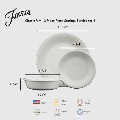 Fiesta Classic Rim 12-Piece Dinnerware Set