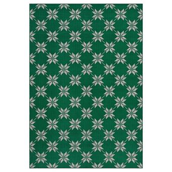 Seoria Vintage Christmas Area Rug, Machine Washable Low Pile Runner for Entryway Non-Slip Carpet