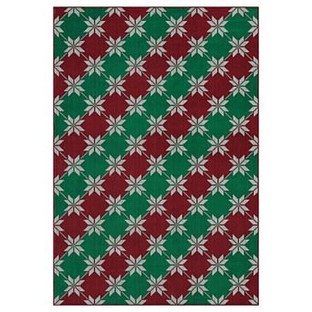 Seoria Vintage Christmas Area Rug, Machine Washable Low Pile Runner for Entryway Non-Slip Carpet