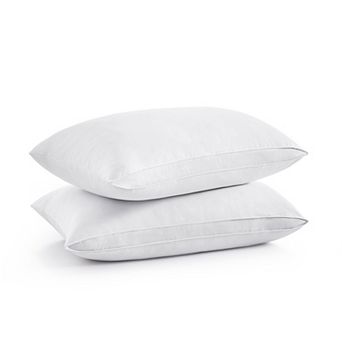 Unikome Goose Feather Pillow Set of 2, Oval Gusset Cotton Shell Support Bed Pillows