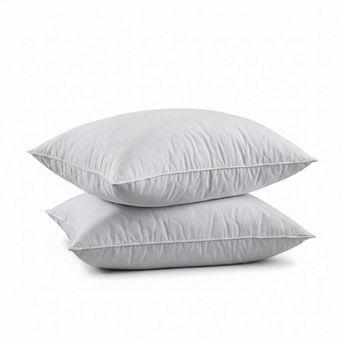 Unikome Cloud Quilted Goose Feather Pillow Set of 2, Ultra Soft Shell Support Bed Pillows