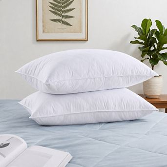 Unikome Square Quilted Goose Feather Pillow Set of 2, Ideal for Side and Back Sleepers