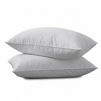 Unikome Peach Skin Feather Pillow Set of 2, Biscuit Quilted Support Bed Pillows