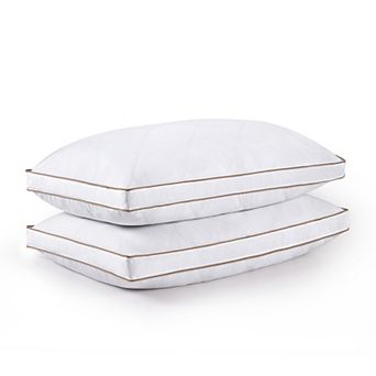 Unikome Goose Down Feather Pillow Set of 2, Quilted Gusset Hotel Style Support Pillows
