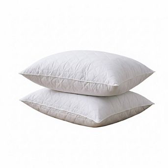 Unikome Wave Quilted Grey Goose Feather Pillow Set of 2