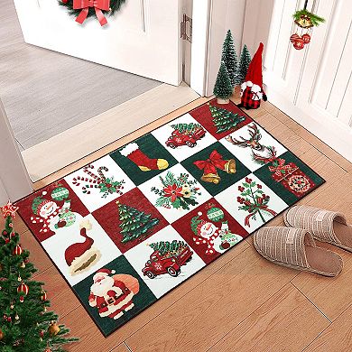 Seoria Non-Slip Washable Christmas Mat Holiday Rug for Entryway Kitchen Bathroom Bedside Front Door