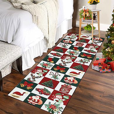 Seoria Non-Slip Washable Christmas Mat Holiday Rug for Entryway Kitchen Bathroom Bedside Front Door