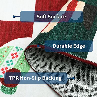 Seoria Non-Slip Washable Christmas Mat Holiday Rug for Entryway Kitchen Bathroom Bedside Front Door