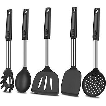 5 pc Silicone Spatula Set, Heat-Resistant, Nonstick Cooking Utensils