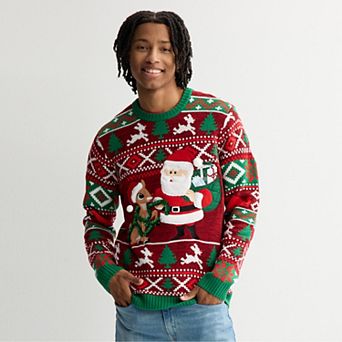 Men's Good Garland Santa & Rudolph Sweater