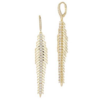 Everyday by Sunkissed Pave Cubic Zirconia Feather Drop Earrings