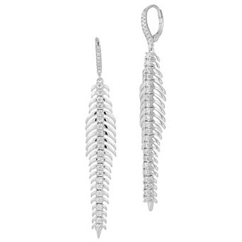 Everyday by Sunkissed Pave Cubic Zirconia Feather Drop Earrings