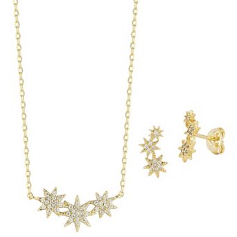 Everyday by Sunkissed Cubic Zirconia Tri Sun Pendant Necklace & Stud Earring Set