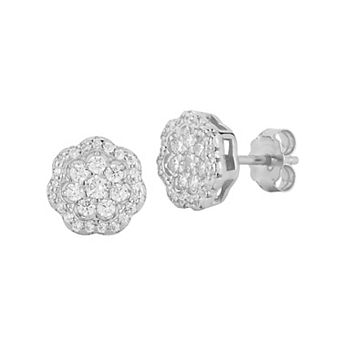 Everyday by Sunkissed Round Cubic Zirconia Pave Flower Stud Earrings