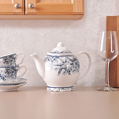 222 Fifth Adelaide Floral & Bird Design Porcelain Teapot