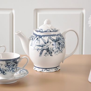 222 Fifth Adelaide Floral & Bird Design Porcelain Teapot