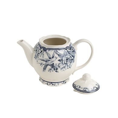 222 Fifth Adelaide Floral & Bird Design Porcelain Teapot
