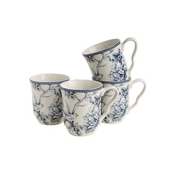 222 Fifth Adelaide Floral Mug Set of 4 - 14 oz. Coffee Mugs
