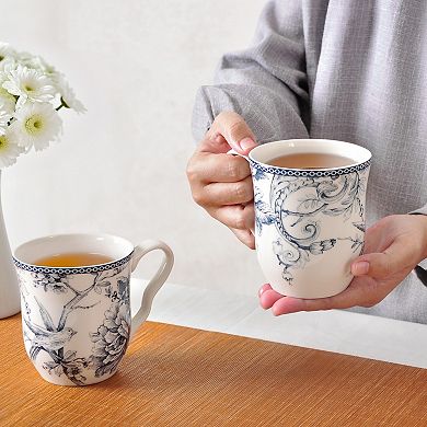 222 Fifth Adelaide Floral Mug Set of 4 - 14 oz. Coffee Mugs
