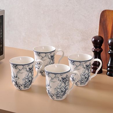 222 Fifth Adelaide Floral Mug Set of 4 - 14 oz. Coffee Mugs