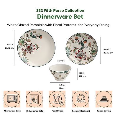 222 Fifth Perse 12-Piece Dinnerware Set for 4