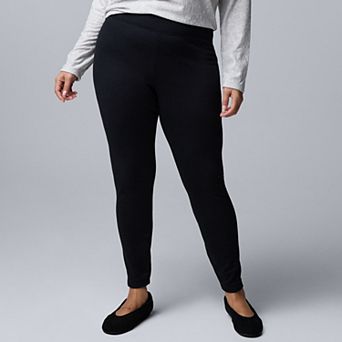 Plus Size Simply Vera Vera Wang Fleece Lined Cotton Full Length Leggings