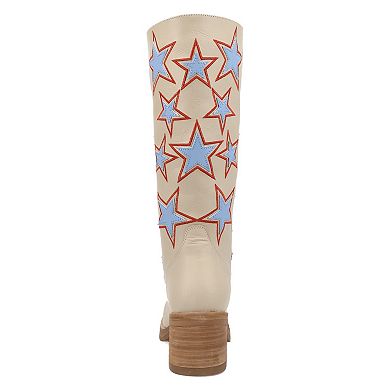 Dingo American Dream Women's Leather Knee-High Boots with Star Design