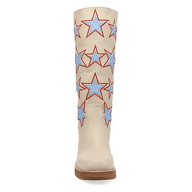 Dingo American Dream Women's Leather Knee-High Boots with Star Design