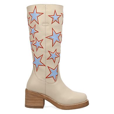 Dingo American Dream Women's Leather Knee-High Boots with Star Design